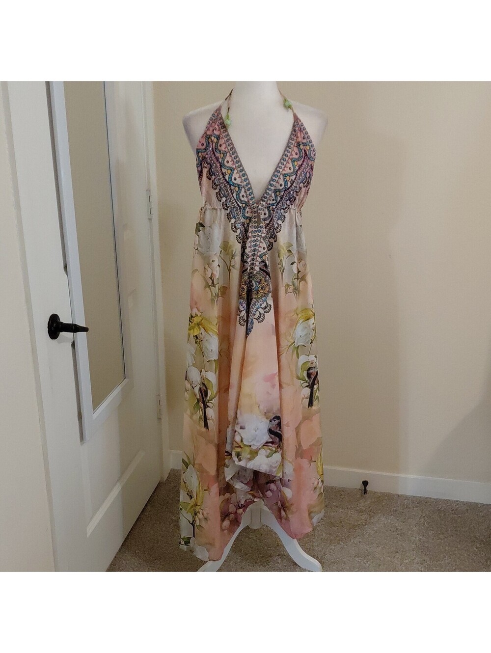 Shahida Parides embellished floral printed harem jumpsuit sz XL EUC #866
